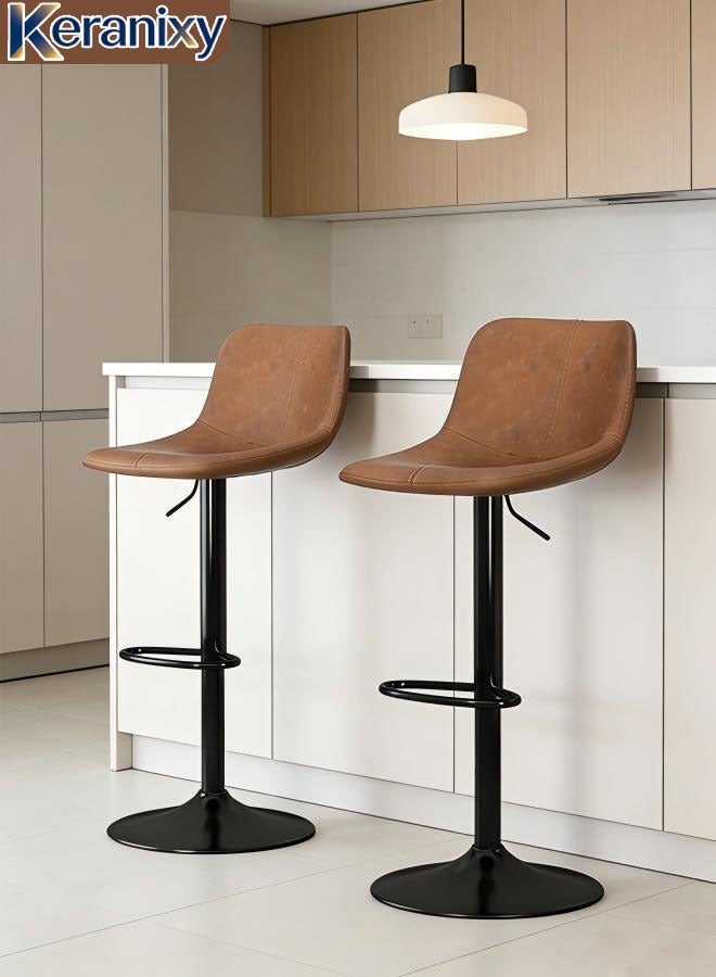 Keranixy 2PCS Bar Stool  Bar Chair Bar Counter Chair Chair Stool High Bar Chair Swivel Pub Chair Home Backrest Chair Modern And Simple High Stool Pub Chair With Back Rest Height Adjustable Bar Stools With Footrest Armless Counter Bar Chair  For Home Kitchen - Image 1
