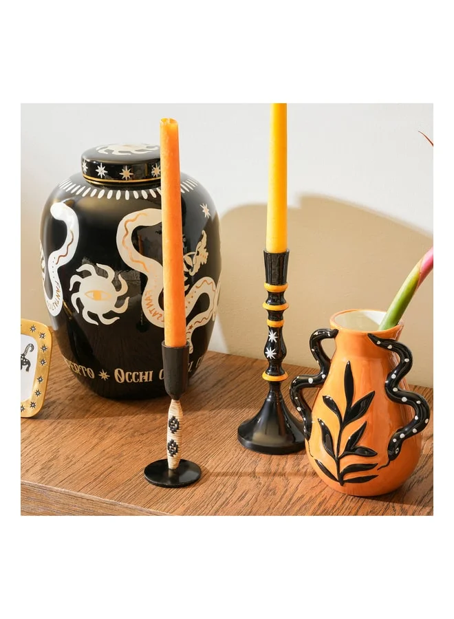 Zsa Zsa Zsu Nanpur Black Aluminum Candle Holder 9x24 cm.