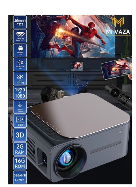 Portable Projector Support 8K Video  Native 1080P Full HD - Home Theater - 320 ANSI Lumens - Compatible with TV  Pad Laptop