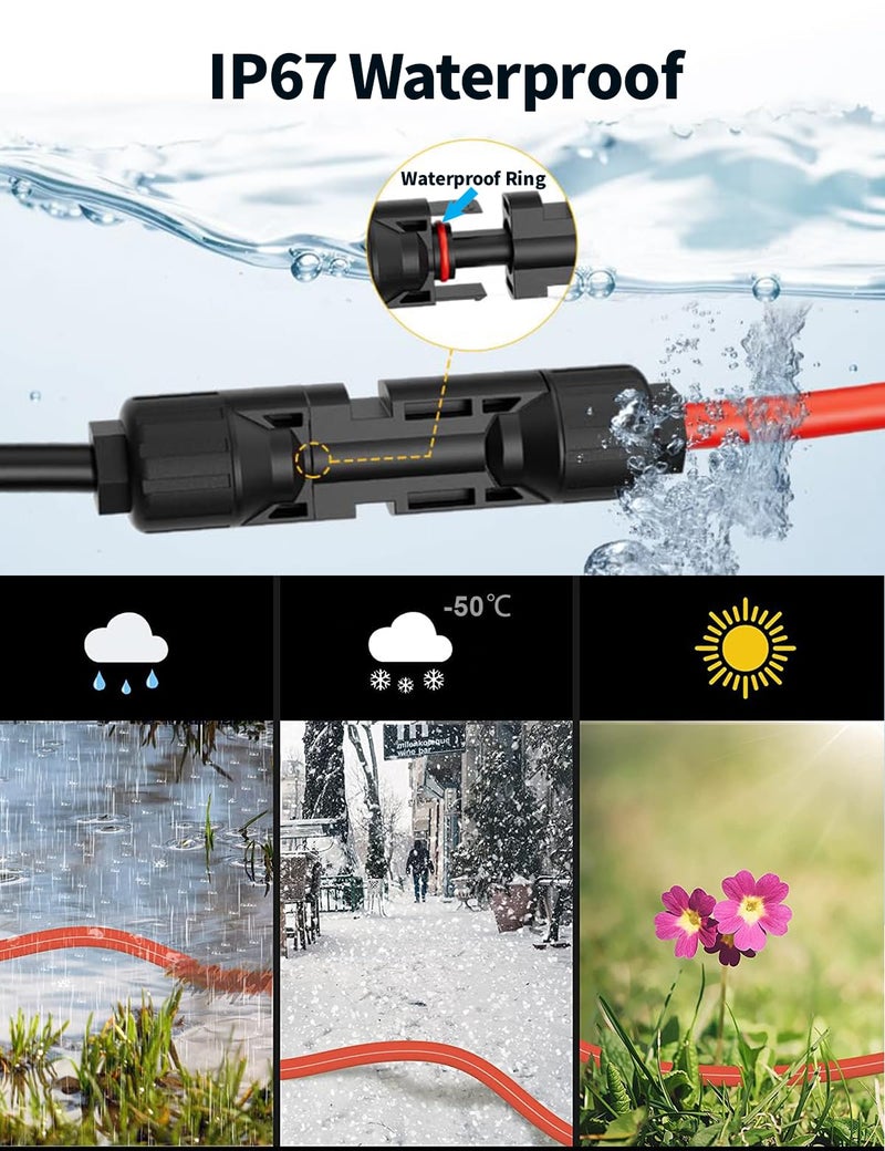 Tonton Solar Panel Cable to DC 5M, MC4 Solar Connector to DC7909/8020 Charging Cable, 12AWG Solar Panel Extension Adapter for Jackery Explorer, GZ Yeti, BLUETTI, Anker Portable Power Station, Solar Generator - Image 4