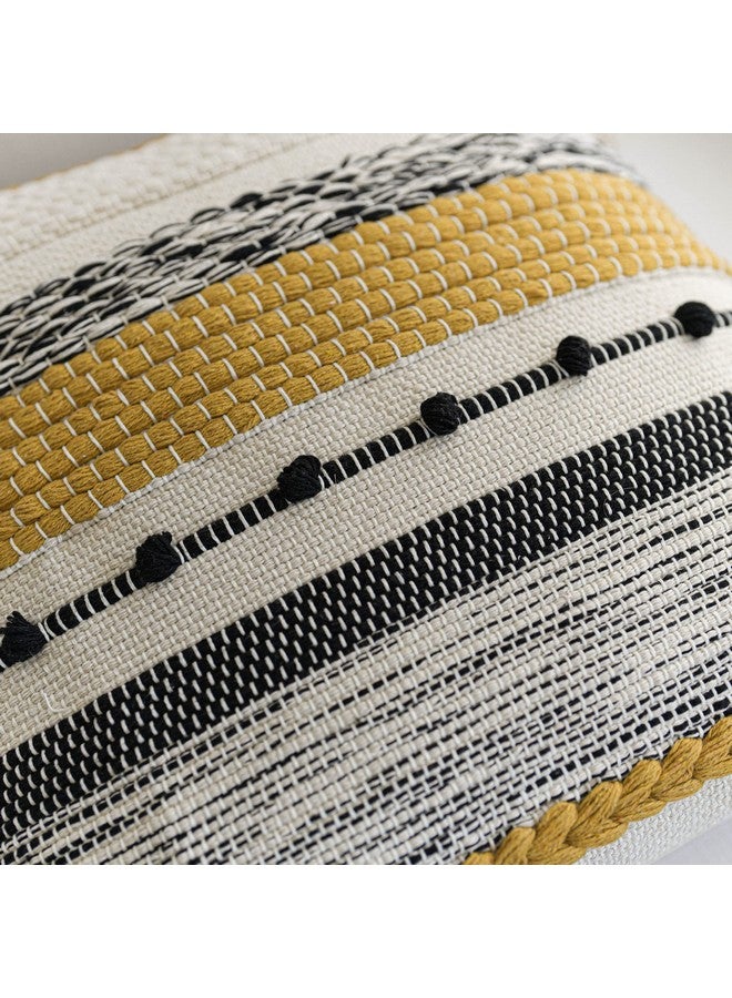 BlissBlush غطاء وسادة مزخرف بلون الخردل الأصفر من بليس بلش 20x20 بوصة مربع وسادة بوهو مع خيوط زينة لوسادة المزرعة للكنبة غرفة النوم غرفة المعيشة ديكور المنزل غطاء فقط - Image 4