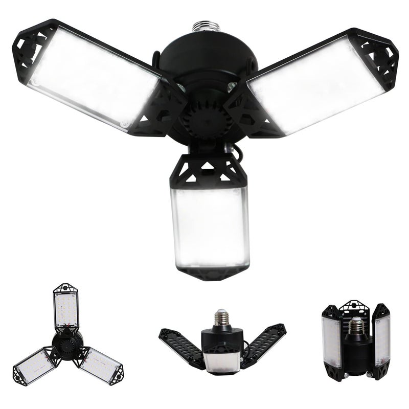 LED Garage Light 80W 8000 Lumen Ceiling Lights with 3 Adjustable Panels 6500K Daylight Light Bulb Fixture LED Lights for Garage Workshop