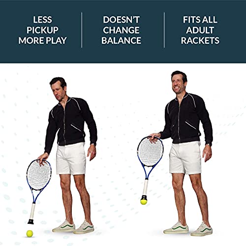 POP'IT POP-IT Tennis Ball Pickup Device for Racket – Hands-Free, No-Bend Retriever | Lightweight & Durable Ball Collector | Fits Most Racquets | Ideal for Seniors, Coaches & Players (Standard, Black) - Image 3