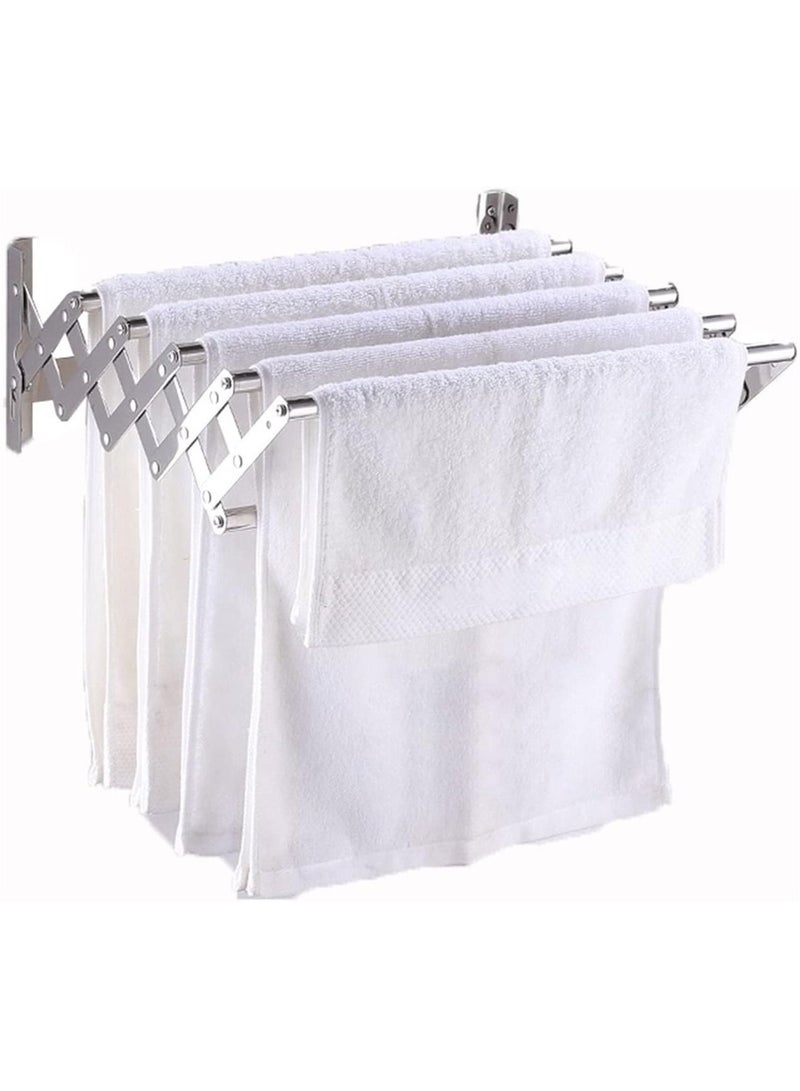 DubaiGallery Laundry Drying Rack - Accordion Wall Mounted Clothes Drying Rack Stainless Steel Space Saving Towel Rack - Great Retractable Foldable Organization for Laundry Room Mudroom Bedroom Pool Area  - Image 1