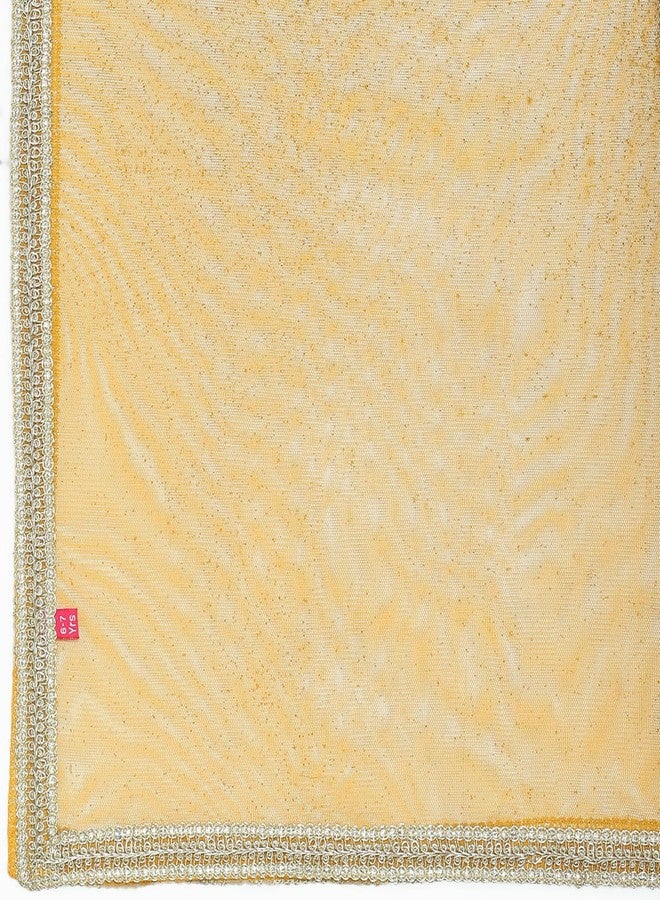 BIBA Girls Solid Straight Polyester Kid (Kwwhite Blooms5966_Yellow_13, Lehenga Choli Set, Readymade) - Image 5