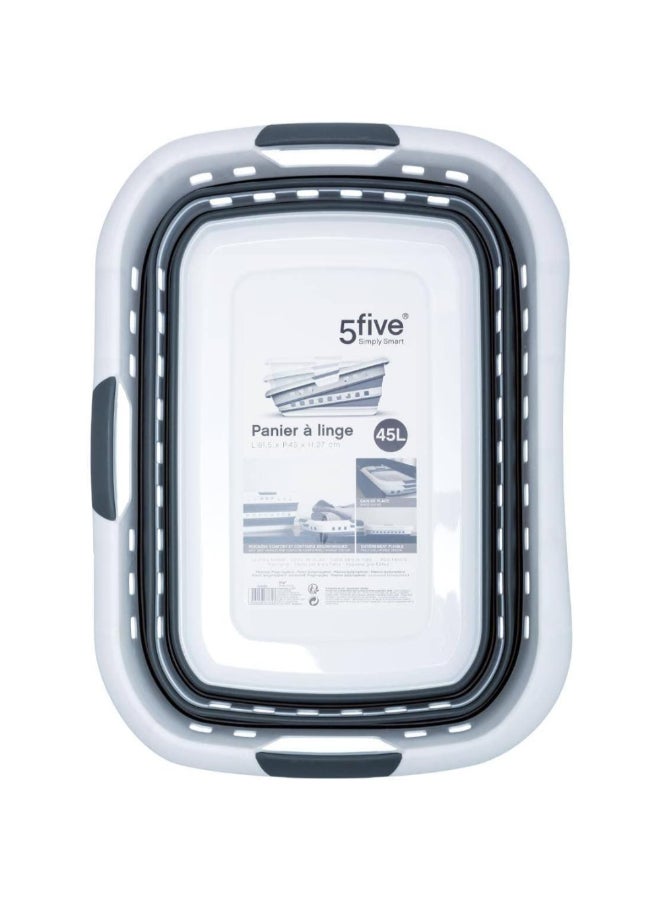 Five Simply Smart Hugger Foldable Laundry Basket Grey and White 45 L 164585 - Image 2