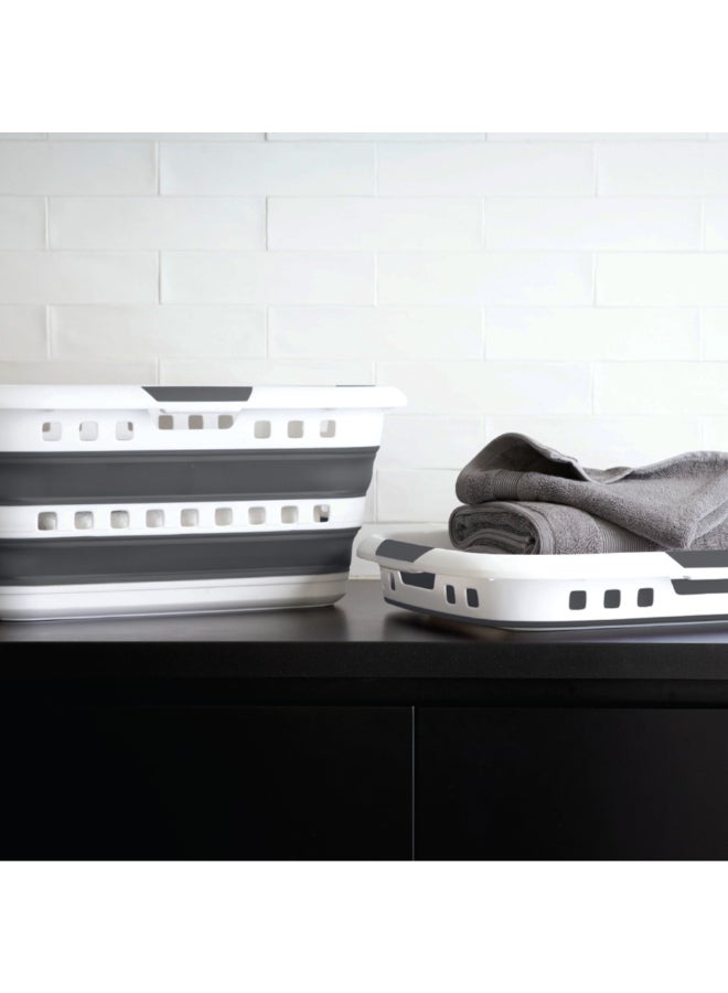 Five Simply Smart Hugger Foldable Laundry Basket Grey and White 45 L 164585 - Image 5