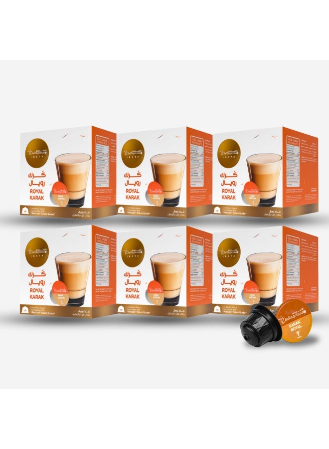 Dallaspresso Royal Karak Capsules – Saffron Chai Latte, Dolce Gusto Compatible, 48 Capsules ,Pack of 6 - Image 1