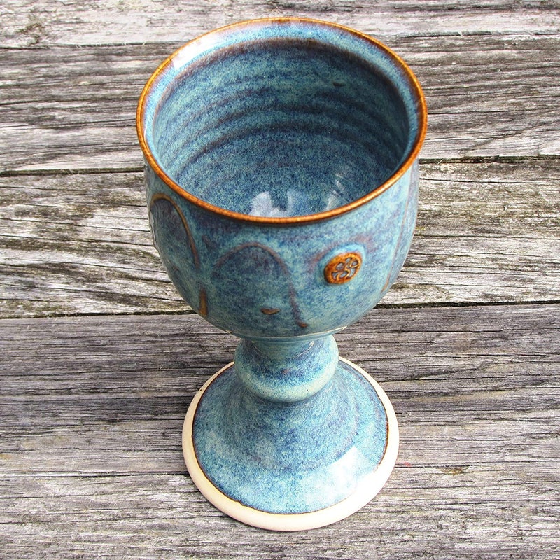 Castle Arch Pottery Ireland Castle Arch Pottery Irish Pottery Wine Goblet Hand-Thrown Hand-Glazed with Celtic Spiral Motif - Handcrafted In Ireland - Lead & Cadmium Free, Irish Gifts For Men & Women - Image 2