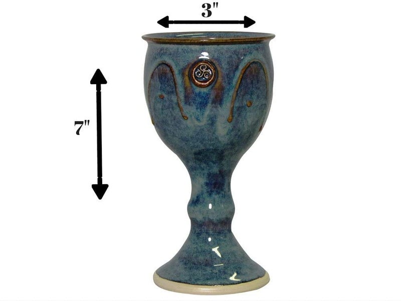 Castle Arch Pottery Ireland Castle Arch Pottery Irish Pottery Wine Goblet Hand-Thrown Hand-Glazed with Celtic Spiral Motif - Handcrafted In Ireland - Lead & Cadmium Free, Irish Gifts For Men & Women - Image 4