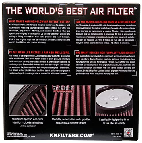K+N K&N Engine Air Filter: High Performance, Premium, Powersport Air Filter: Fits 2002-2010 BUELL (Firebolt XB12R, Lightning, CityX XB9SX, Long XB12SS, XB12SCG, Ulysses, and other select models) BU-9003 - Image 5