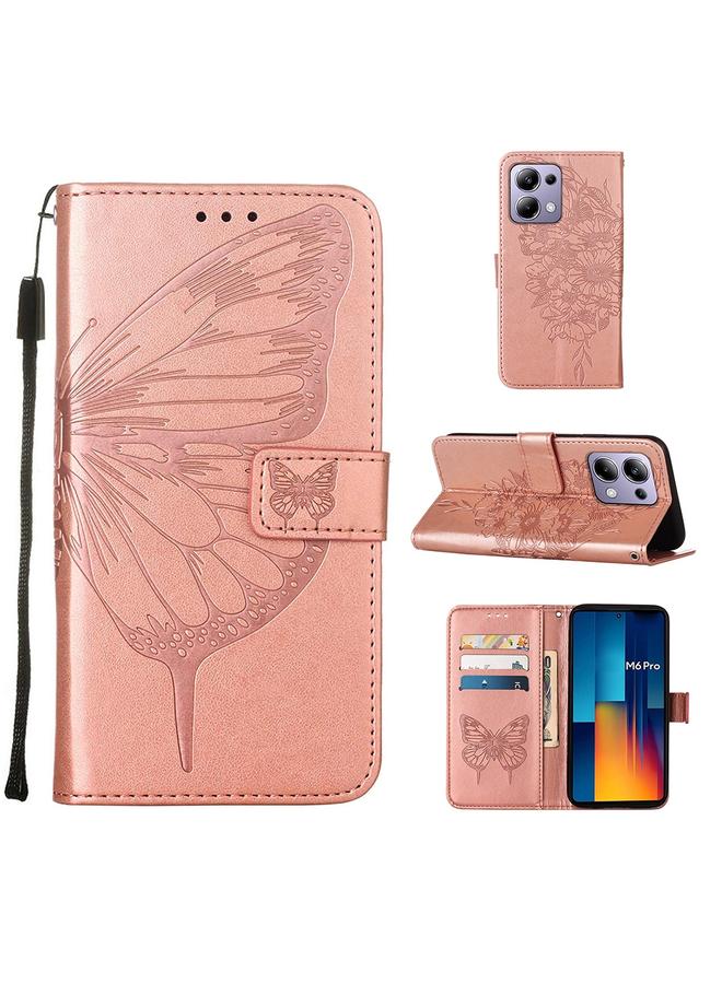The Bros Case For Xiaomi Redmi Note 13 Pro 4G Global Embossed Butterfly Leather Phone Case