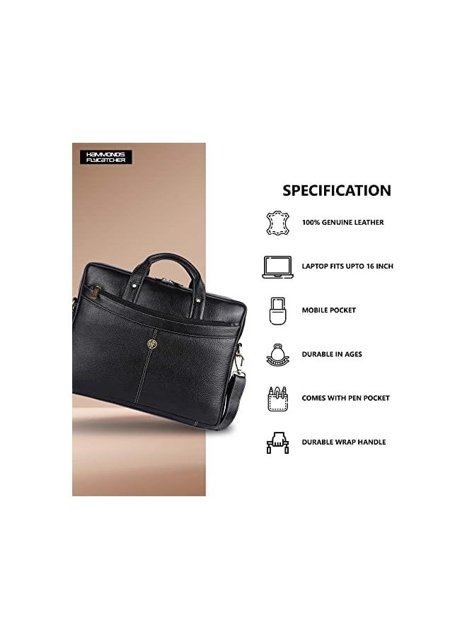 HAMMONDS FLYCATCHER - Original Bombay Brown Leather 15.6 inch Laptop Messenger Bag (L=39,H=29, B=8 cm) LB122 - Image 1