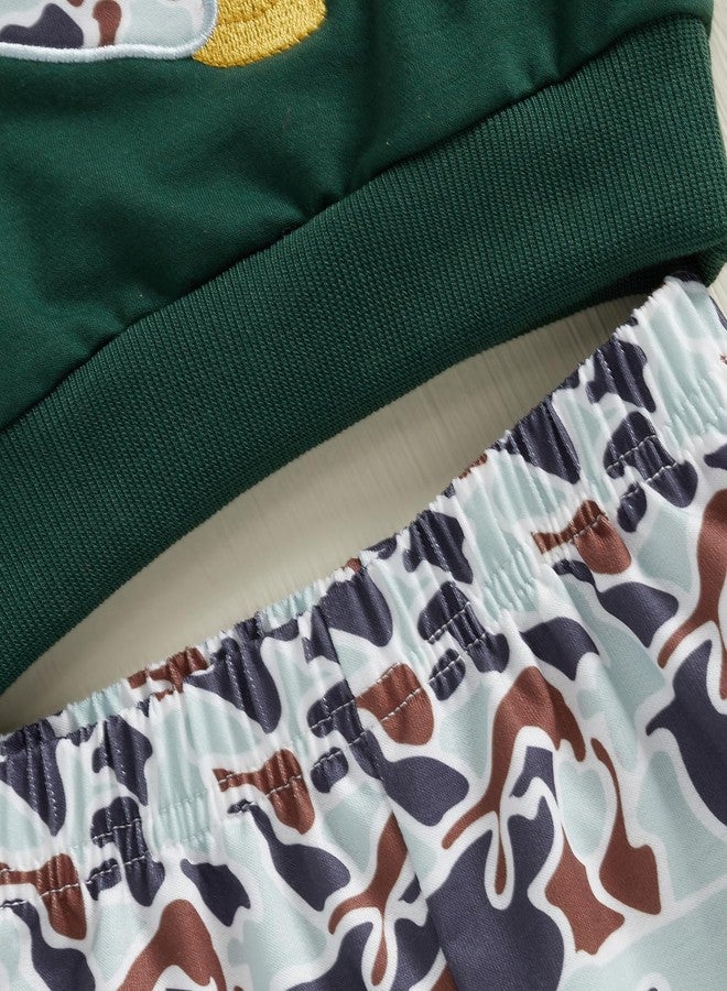 Ayalinggo Toddler Baby Girl Boy Outfit Long Sleeve Mallard Duck Crewneck Sweatshirt Pullover Camouflage Pant Set Fall Winter (Army Green, 12-18 Months) - Image 4