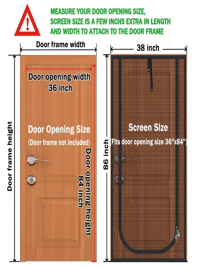 QWR Upgraded Pet Screen Door Fits Doors Up to 36"x84",Heavy Duty Cat Proof Mesh Screen Door with Zipper Closure,Prevent Cats Running Out from Home,Bedroom,Living Room,Kitchen(U-type,Black) - Image 2