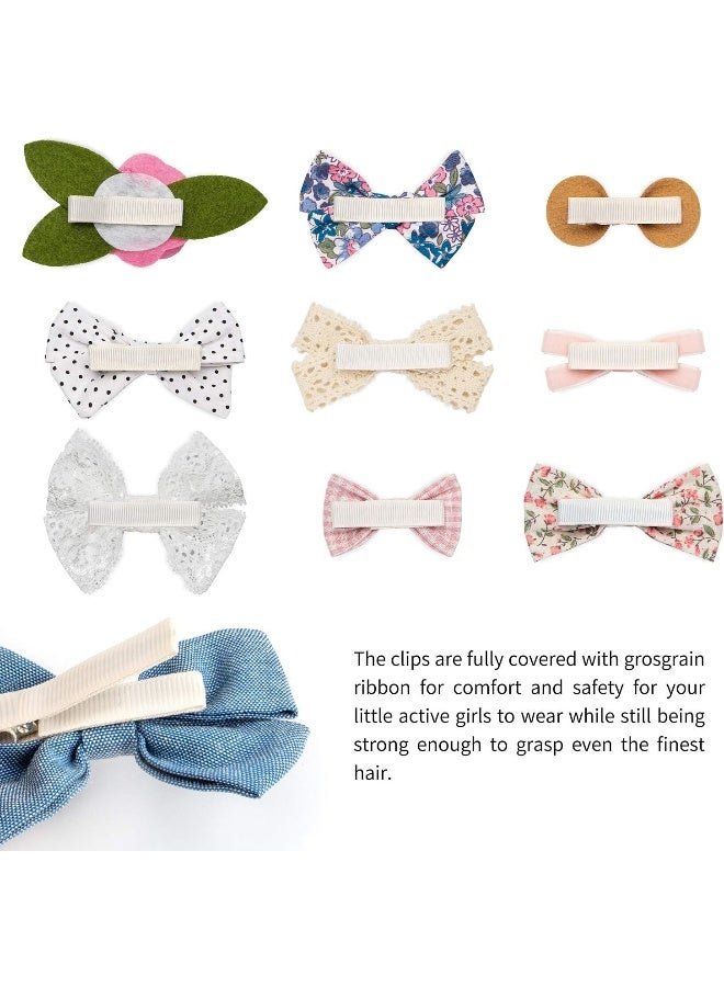 JoCoDesigns Baby Girl Hair Clips Bows Barrettes 10 Pack Fully Lined Alligator Clip Hair Accessories for Little Girls Toddler Kids Children Small - Image 2