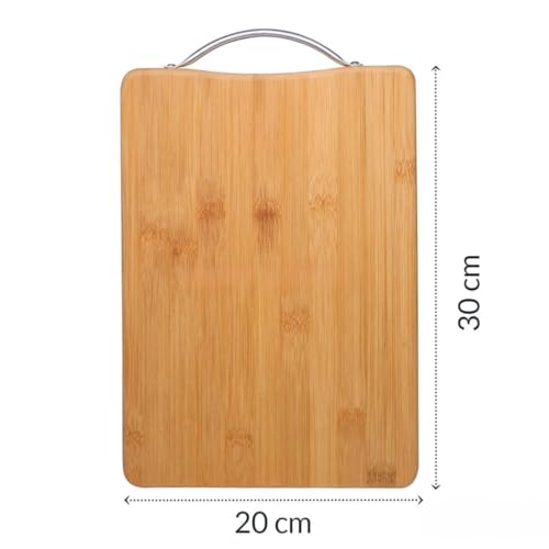 ZEVON Wooden Bamboo Cutting Board with Stainless Steel Handle (30 X 20 cms, 1.8 cm Thickness, Small), Vegetable Chopping Board for Kitchen - Image 3