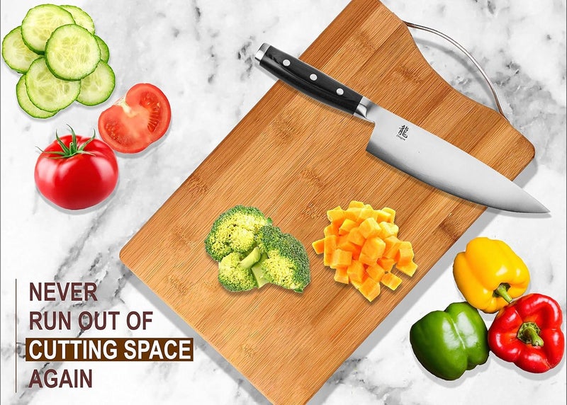 ZEVON Wooden Bamboo Cutting Board with Stainless Steel Handle (30 X 20 cms, 1.8 cm Thickness, Small), Vegetable Chopping Board for Kitchen - Image 2