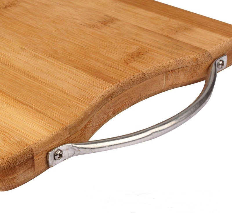 ZEVON Wooden Bamboo Cutting Board with Stainless Steel Handle (30 X 20 cms, 1.8 cm Thickness, Small), Vegetable Chopping Board for Kitchen - Image 4