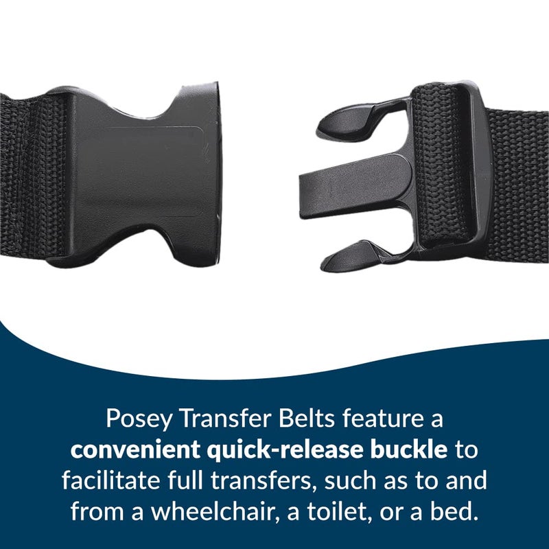 Posey TIDI Posey Transfer Belt, Black with Green Economy Model – Extra-Wide Soft Nylon – Washable Walking Belt & Gait Transfer Belt – Medical Supplies for Nurses, Therapists & Home Care Caregivers (6537Q) - Image 5