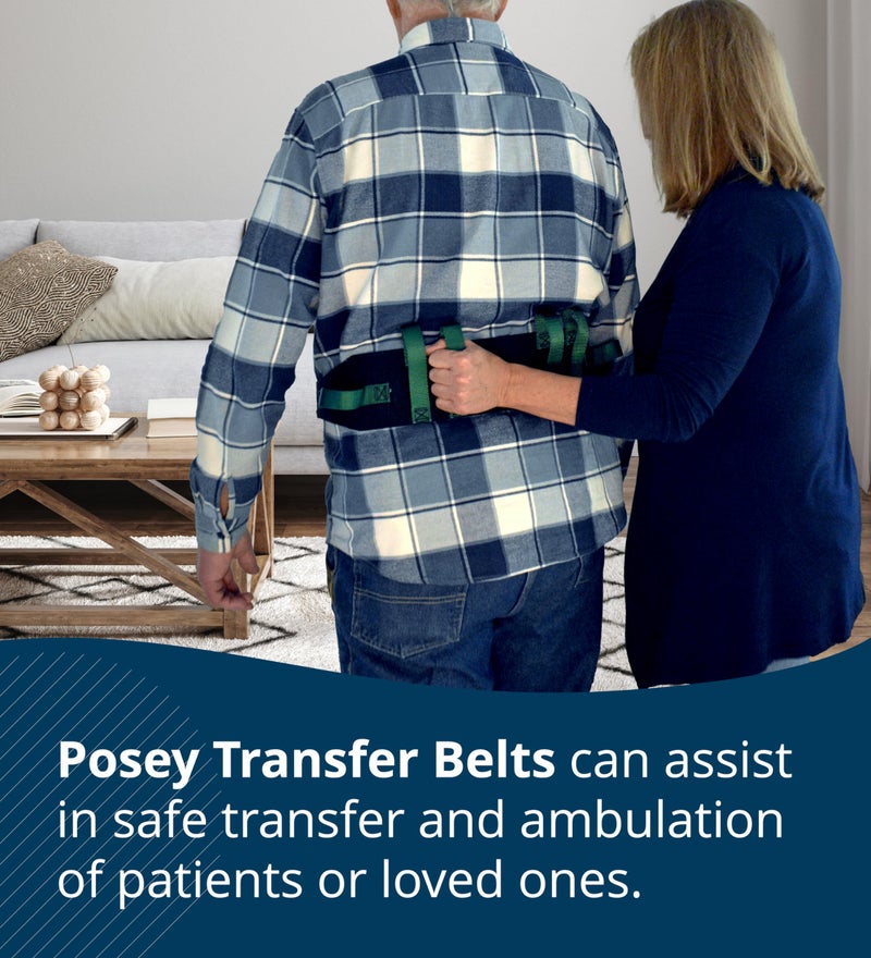 Posey TIDI Posey Transfer Belt, Black with Green Economy Model – Extra-Wide Soft Nylon – Washable Walking Belt & Gait Transfer Belt – Medical Supplies for Nurses, Therapists & Home Care Caregivers (6537Q) - Image 3