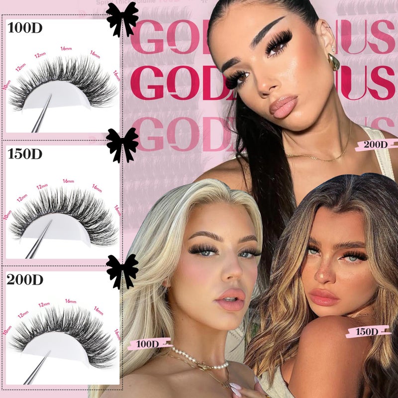 Goddvenus Fluffy Lash Clusters 100-150-200D Volume Eyelash Clusters 10-16mm Wispy Individual Lashes D Curl Cluster Eyelash Extensions 300pcs DIY Lash Extensions(D Curl 300pcs) - Image 2