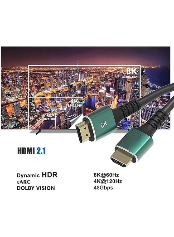 كابل HDMI 8K – طول 1.5 متر، سرعة فائقة 48Gbps – يدعم 8K@60Hz و4K@120Hz وDolby Vision وHDR - Image 2