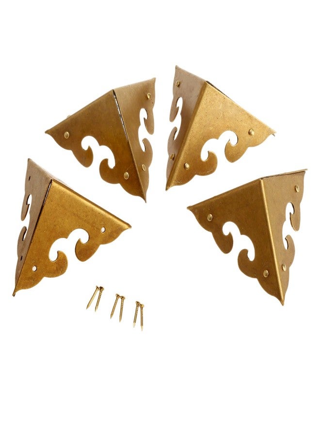 Dophee 4Pcs Vintage Decorative Corner Protector for Furniture Cabinet Jewelry Chest Box, Antique Brass, Size 1.77"x1.77"x1.77" - Image 3