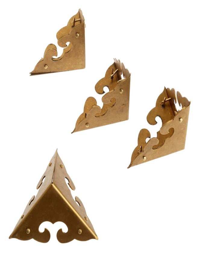 Dophee 4Pcs Vintage Decorative Corner Protector for Furniture Cabinet Jewelry Chest Box, Antique Brass, Size 1.77"x1.77"x1.77" - Image 2