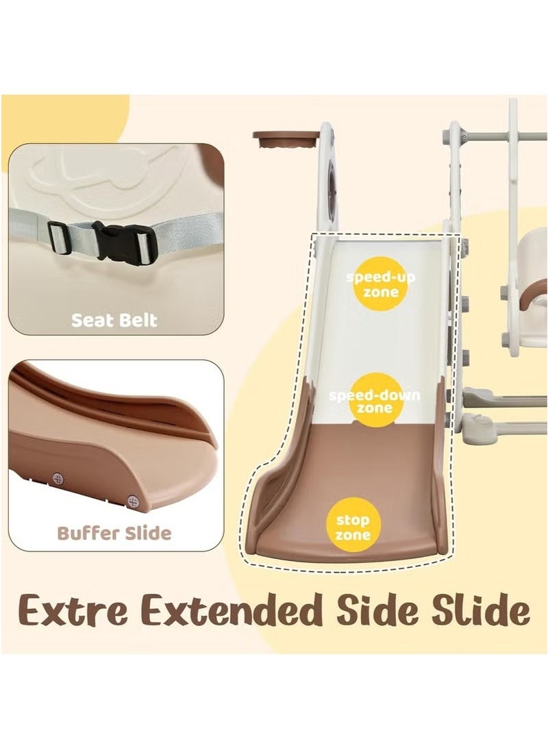 فول جوي مجموعة ملعب داخلي وخارجي للأطفال الصغار، مجموعة زحليقة وأرجوحة  ومستقلة للأطفال  مع طوق كرة سلة 4 في 1 للأطفال، مجموعة لعب زحليقة وأرجوحة مستقلة للأطفال - Image 2