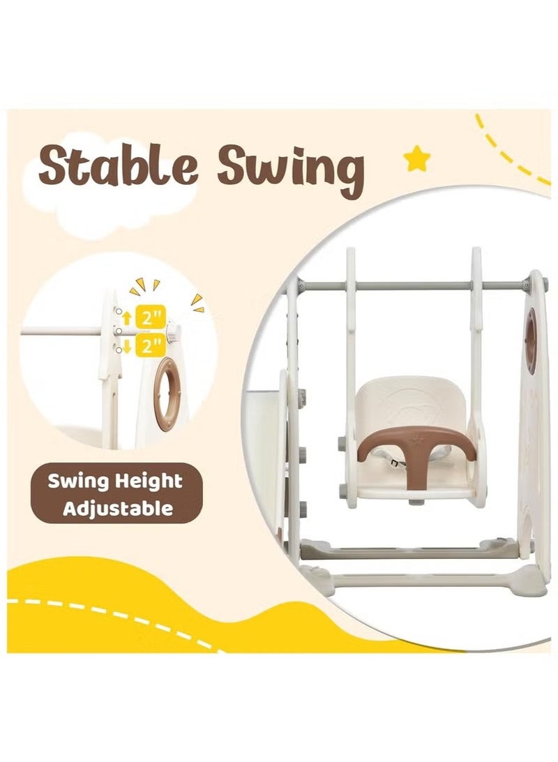 فول جوي مجموعة ملعب داخلي وخارجي للأطفال الصغار، مجموعة زحليقة وأرجوحة  ومستقلة للأطفال  مع طوق كرة سلة 4 في 1 للأطفال، مجموعة لعب زحليقة وأرجوحة مستقلة للأطفال - Image 4