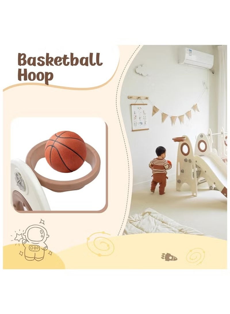 فول جوي مجموعة ملعب داخلي وخارجي للأطفال الصغار، مجموعة زحليقة وأرجوحة  ومستقلة للأطفال  مع طوق كرة سلة 4 في 1 للأطفال، مجموعة لعب زحليقة وأرجوحة مستقلة للأطفال - Image 3