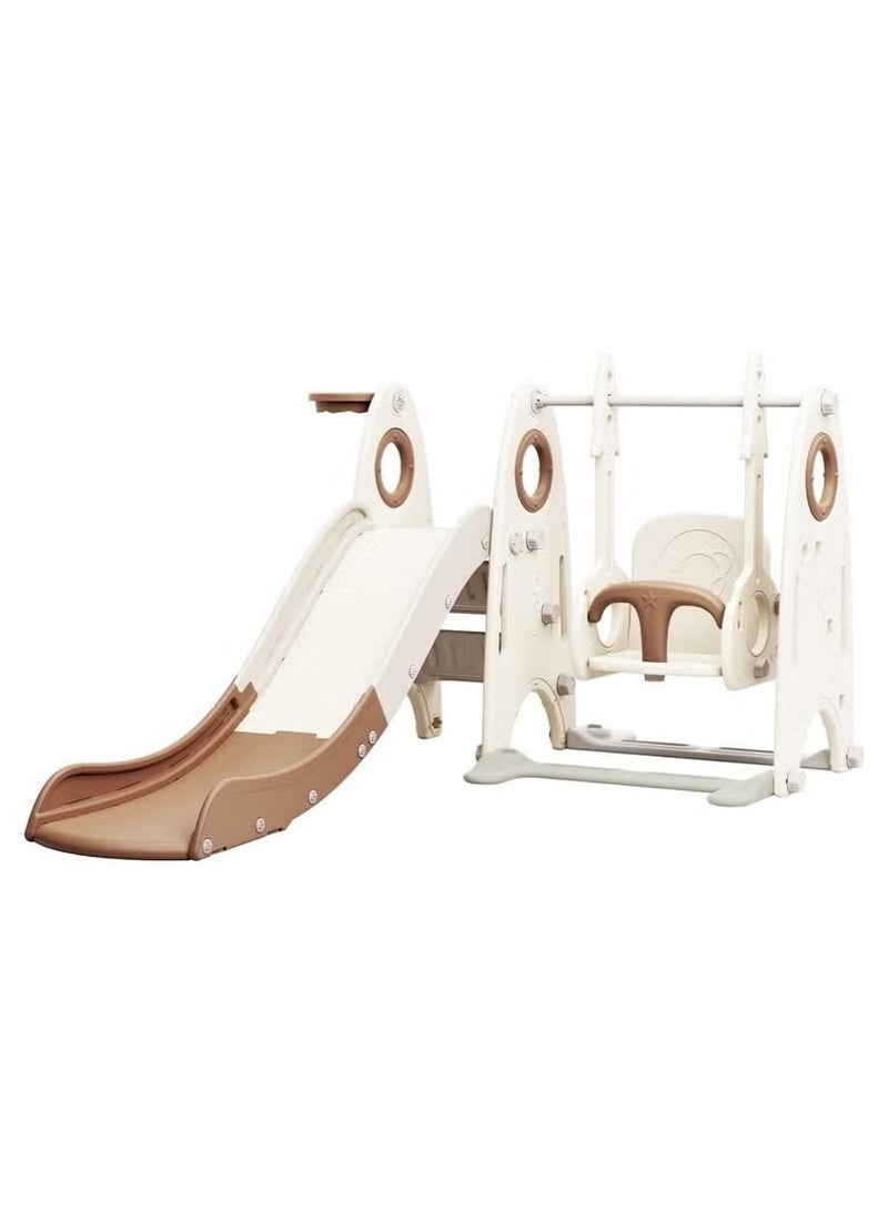 فول جوي مجموعة ملعب داخلي وخارجي للأطفال الصغار، مجموعة زحليقة وأرجوحة  ومستقلة للأطفال  مع طوق كرة سلة 4 في 1 للأطفال، مجموعة لعب زحليقة وأرجوحة مستقلة للأطفال - Image 1