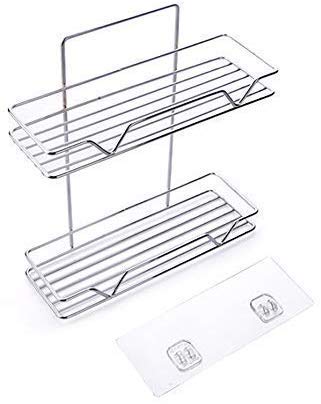 Dayish Rack Organizer 2Tier Stainless Steel Bathroom Organizer Standing Rack Shelf Storage Holder with Shelf Liner for Kitchen Cabinet Pantry Bathroom Office - Image 3