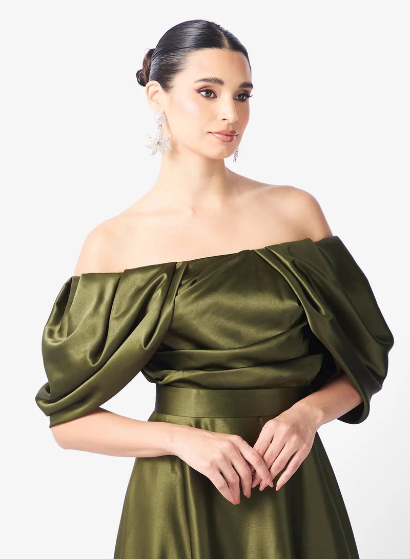 Namshi x  Off Shoulder Draped A Line Dress for Women | Best Price UAE