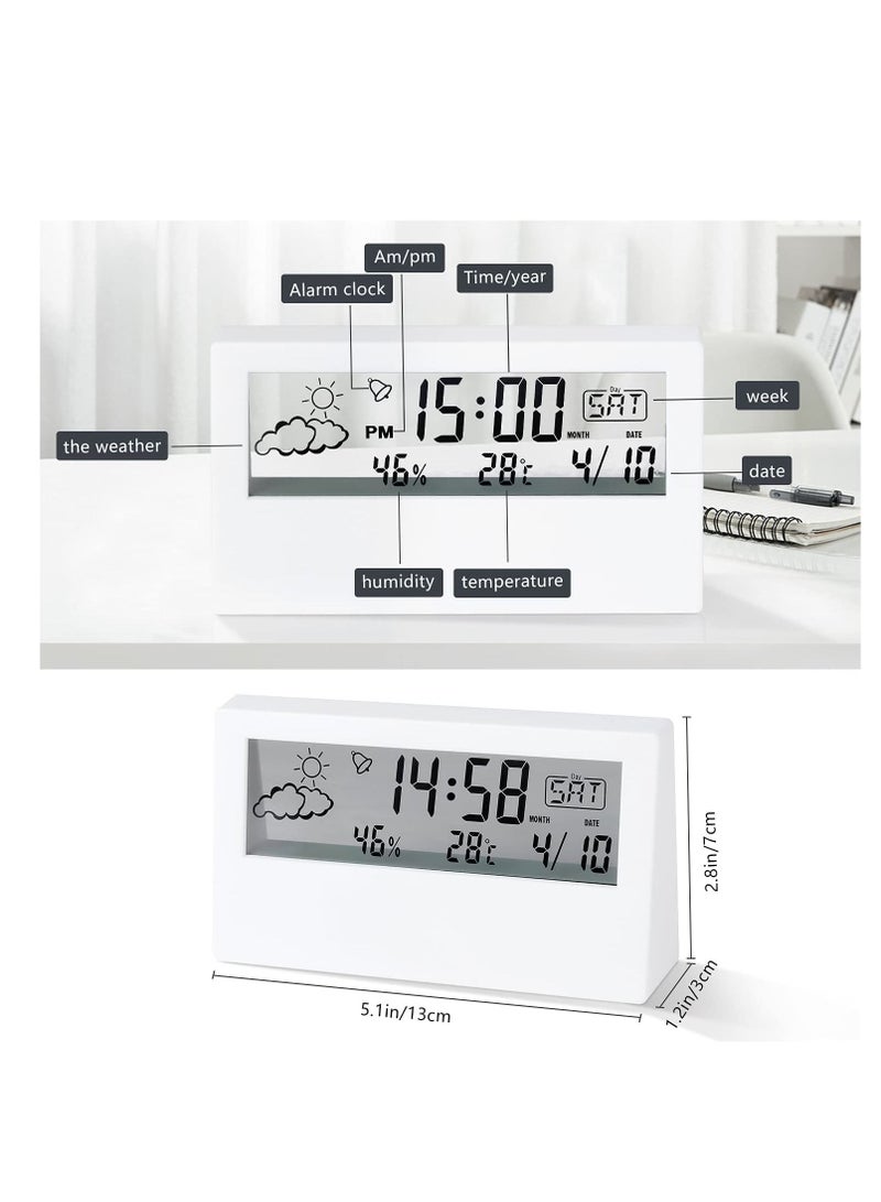 SYOSI Digital Alarm Clock  Digital Alarm Clock 4.7 Inch Screen with Time Date Temperature Display Easy Snooze Function Backup Batteries Sleep Timer Display LED Alarm Clock for Bedroom White  - Image 5