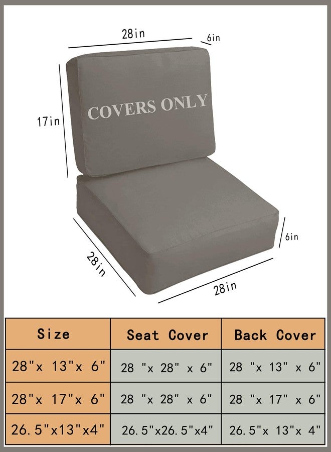 Sqodok Deep Outdoor Seating Patio Cushion Set Covers Replacement, 4PCS Durable Outdoor Cushions Cover, Patio Furniture Cushions Slipcovers (Grey, Seat 28"x 28"x 6" + Back 28"x 17"x 6") - Image 2