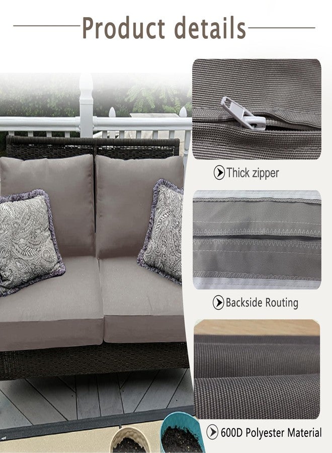 Sqodok Deep Outdoor Seating Patio Cushion Set Covers Replacement, 4PCS Durable Outdoor Cushions Cover, Patio Furniture Cushions Slipcovers (Grey, Seat 28"x 28"x 6" + Back 28"x 17"x 6") - Image 5