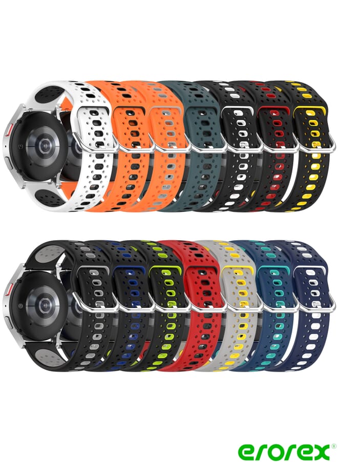 erorex حزام ساعة Xiaomi Watch S1 Active 22 ملم سيليكون ثنائي اللون قابل للتنفس (برتقالي + أسود) - Image 3