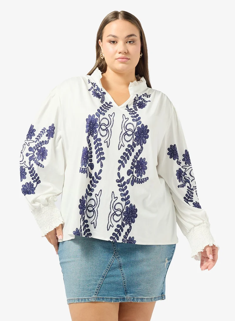 جينجر بلس بلوزة مطرزة بوهيمية