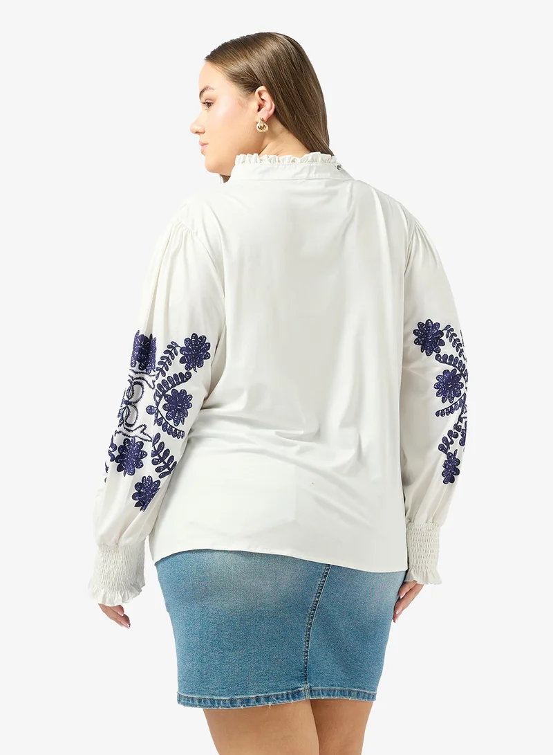 جينجر بلس بلوزة مطرزة بوهيمية