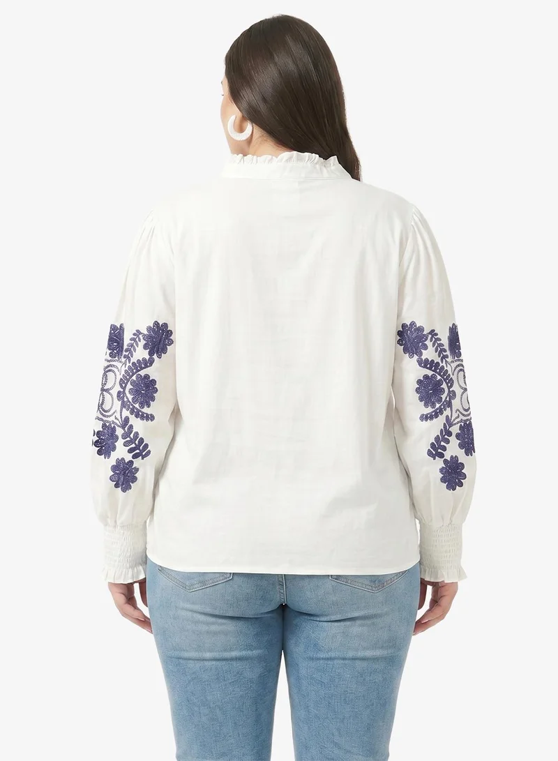 Ginger Plus Boho Embroidered Top