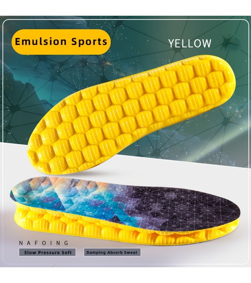 Starry Sky Yellow Super Soft 4D Sports Insoles for Running Arch Support Men Women - Image 2