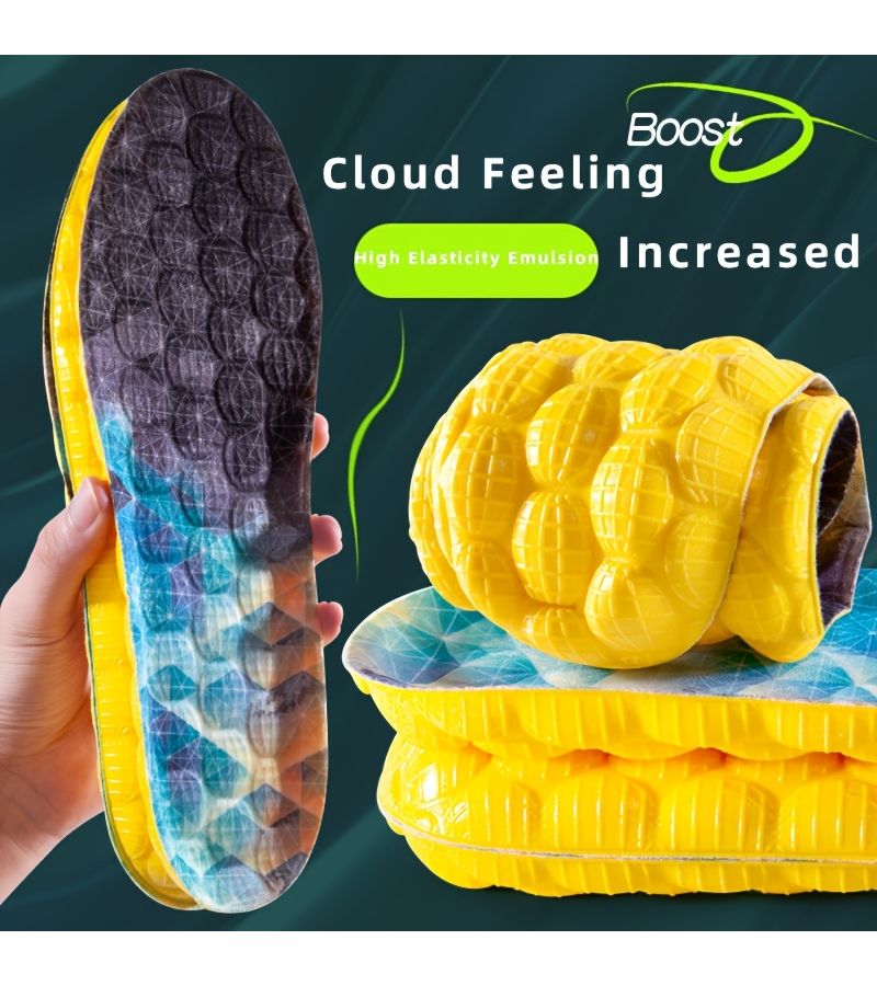 Starry Sky Yellow Super Soft 4D Sports Insoles for Running Arch Support Men Women - Image 1
