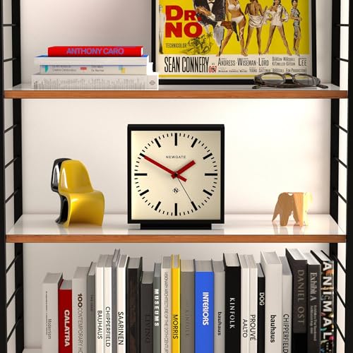 NEWGATE® Amp Desk Clock | Square Station Clock Design | Black case with red Hands | Modern Style for Desk, Table top, Mantel, Shelf or Bedside - Image 3