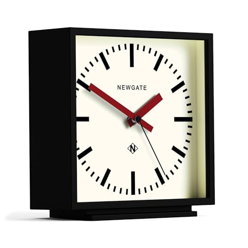 NEWGATE® Amp Desk Clock | Square Station Clock Design | Black case with red Hands | Modern Style for Desk, Table top, Mantel, Shelf or Bedside - Image 2