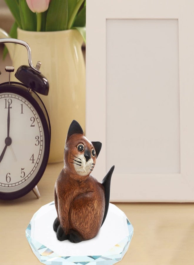 ARTIBETTER Glass Display Riser Round Crystal Glass Base Decoration Craft Base Jewelry Display Rack Shelf or Figures Collectibles Toys Dolls Jewelry Collection Organizer Holder 12. 5X11. 8cm - Image 3