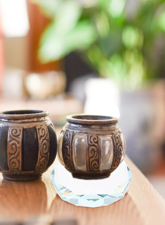 ARTIBETTER Glass Display Riser Round Crystal Glass Base Decoration Craft Base Jewelry Display Rack Shelf or Figures Collectibles Toys Dolls Jewelry Collection Organizer Holder 12. 5X11. 8cm - Image 2