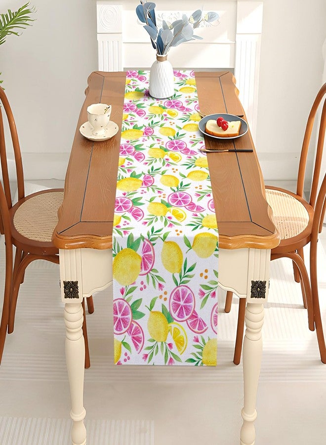 Pudodo Pink Lemon Table Runner Summer Lemon Theme Girls Birthday Party Decoration Lemonade Kitchen Dining Room Home Decor (13" x 72") - Image 4