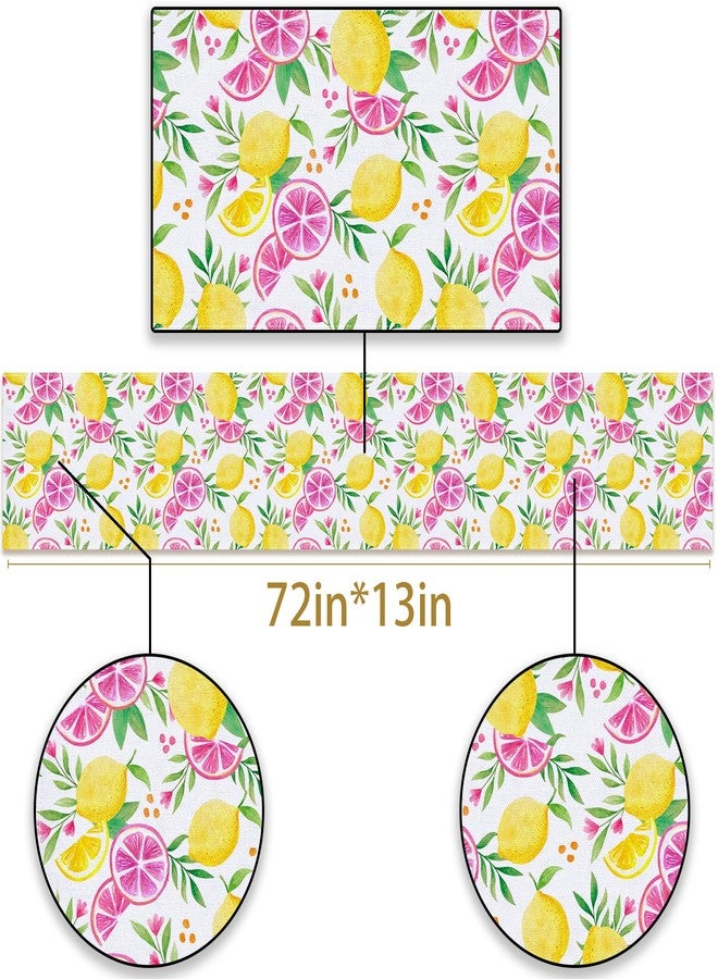 Pudodo Pink Lemon Table Runner Summer Lemon Theme Girls Birthday Party Decoration Lemonade Kitchen Dining Room Home Decor (13" x 72") - Image 3